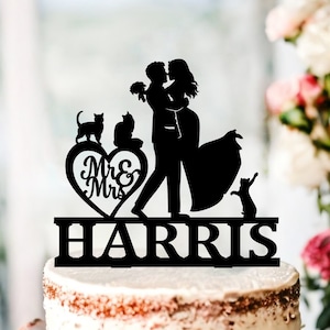 Cat wedding cake topper, Wedding topper with cats, cake topper with three cats, Wedding Topper + 3 Cat, Wedding Cake Topper, Cat cake topper