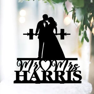 Weightlifters Cake Topper Wedding, GYM couple Cake toppers, Strong Mr and Mrs Cake Topper, GYM couple cake topper, Weight Lifting Topper