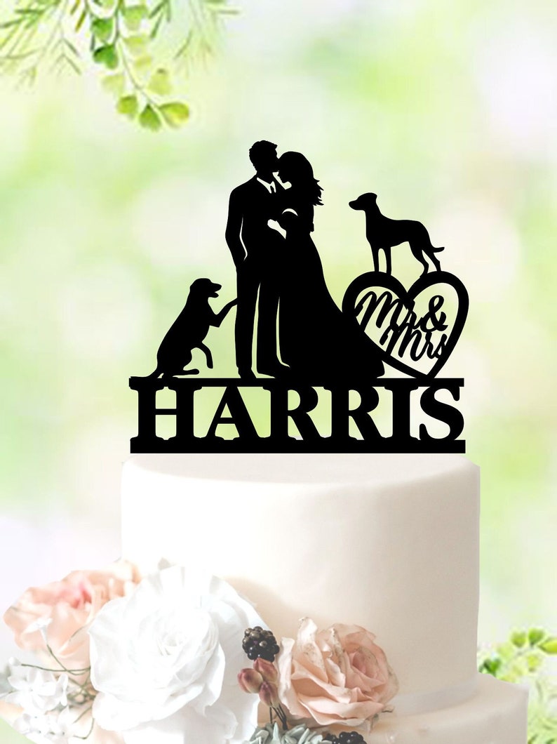 Wedding With Dogs Cake Topper Bridal Couple Cake Topper Mr Etsy
