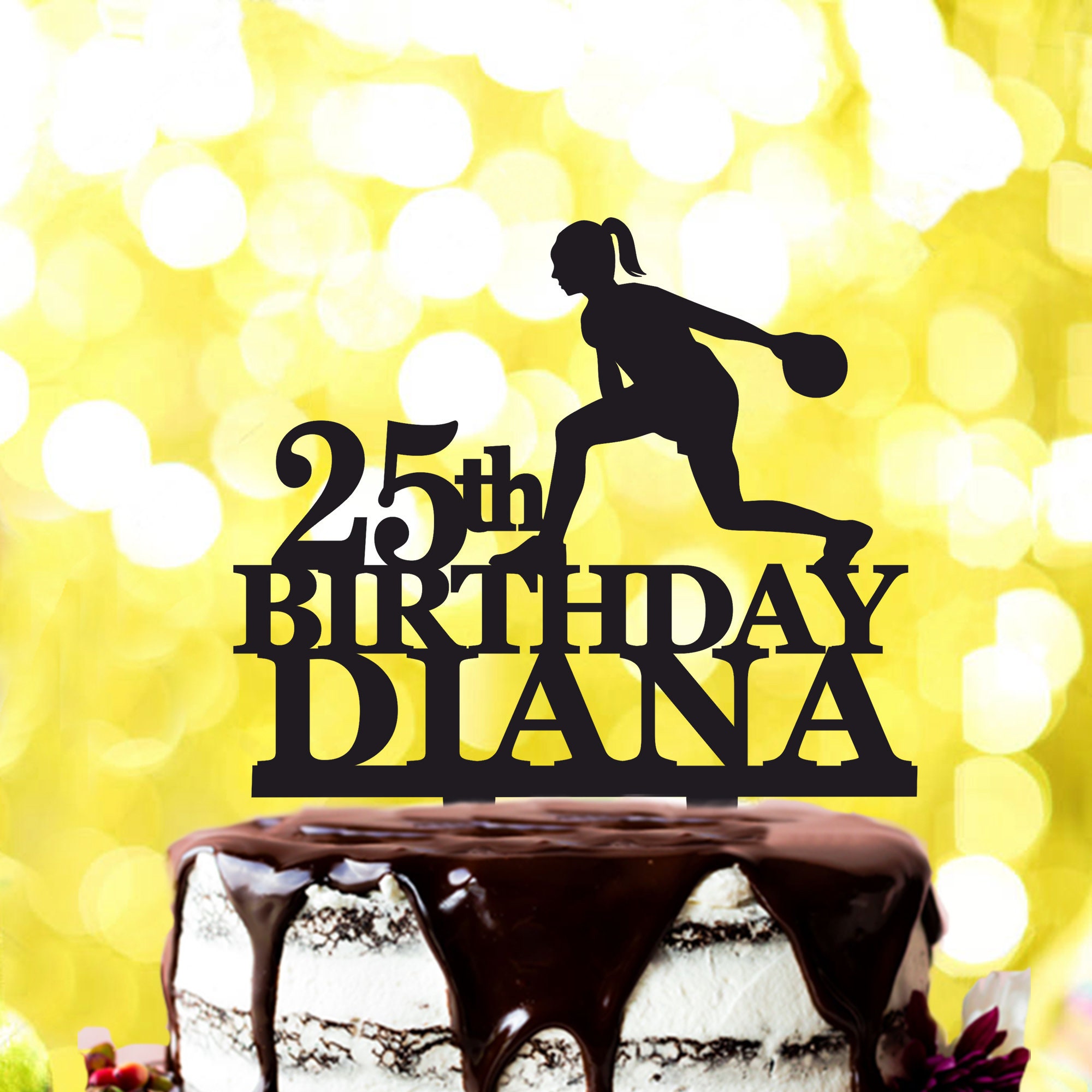 Bowling cake topperfemale bowler cake topperbowling birthday Etsy