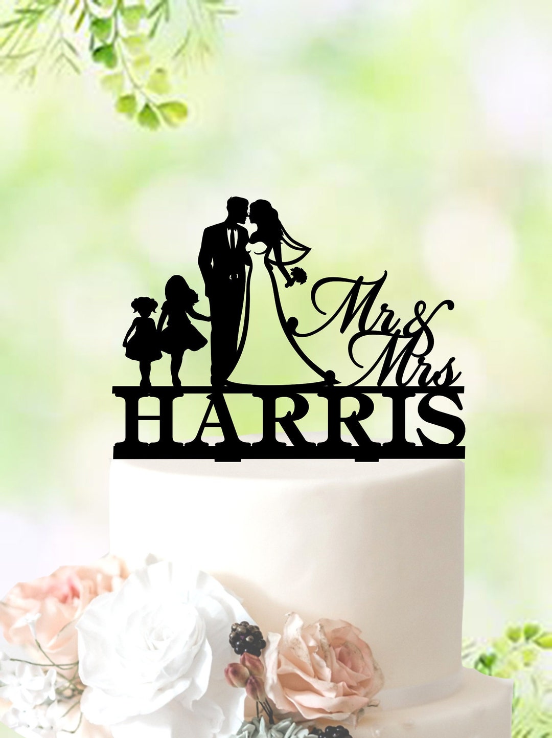 Family Wedding Cake Topper With Kids Mr and Mrs With Children Etsy