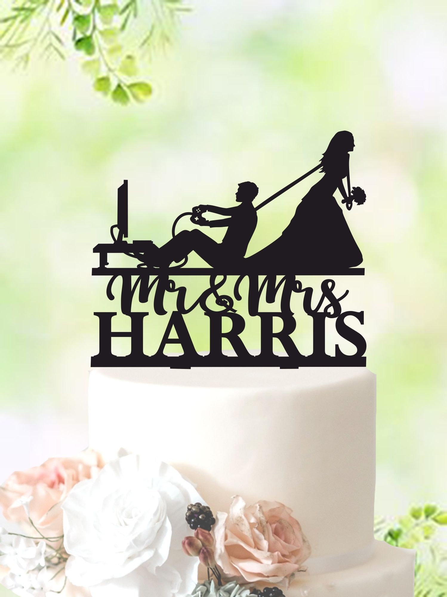 Wedding Cake Topper with Date_Names cake Topper_Custom Cake Topper
