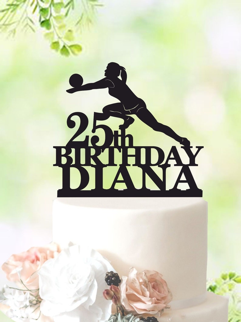 Volleyball Player Birthday Cake Topper Female Volleyball Cake Etsy