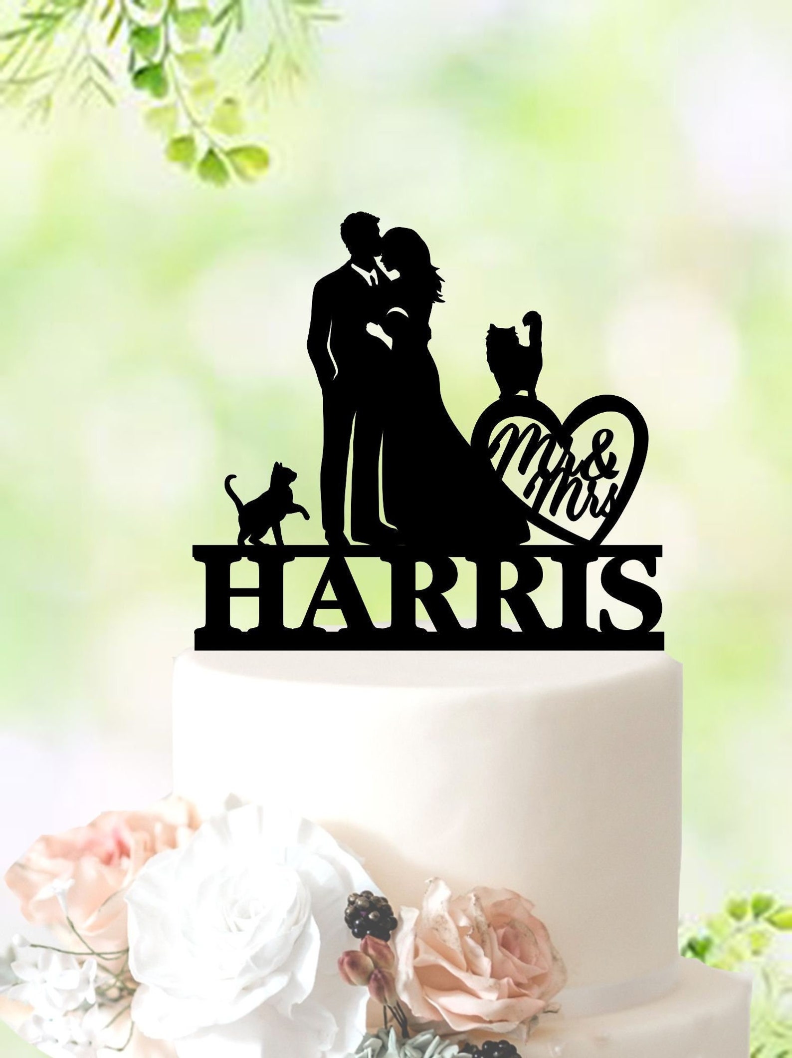 Cat Wedding Cake Topper Couple Wedding Cake Topper With Cats Etsy