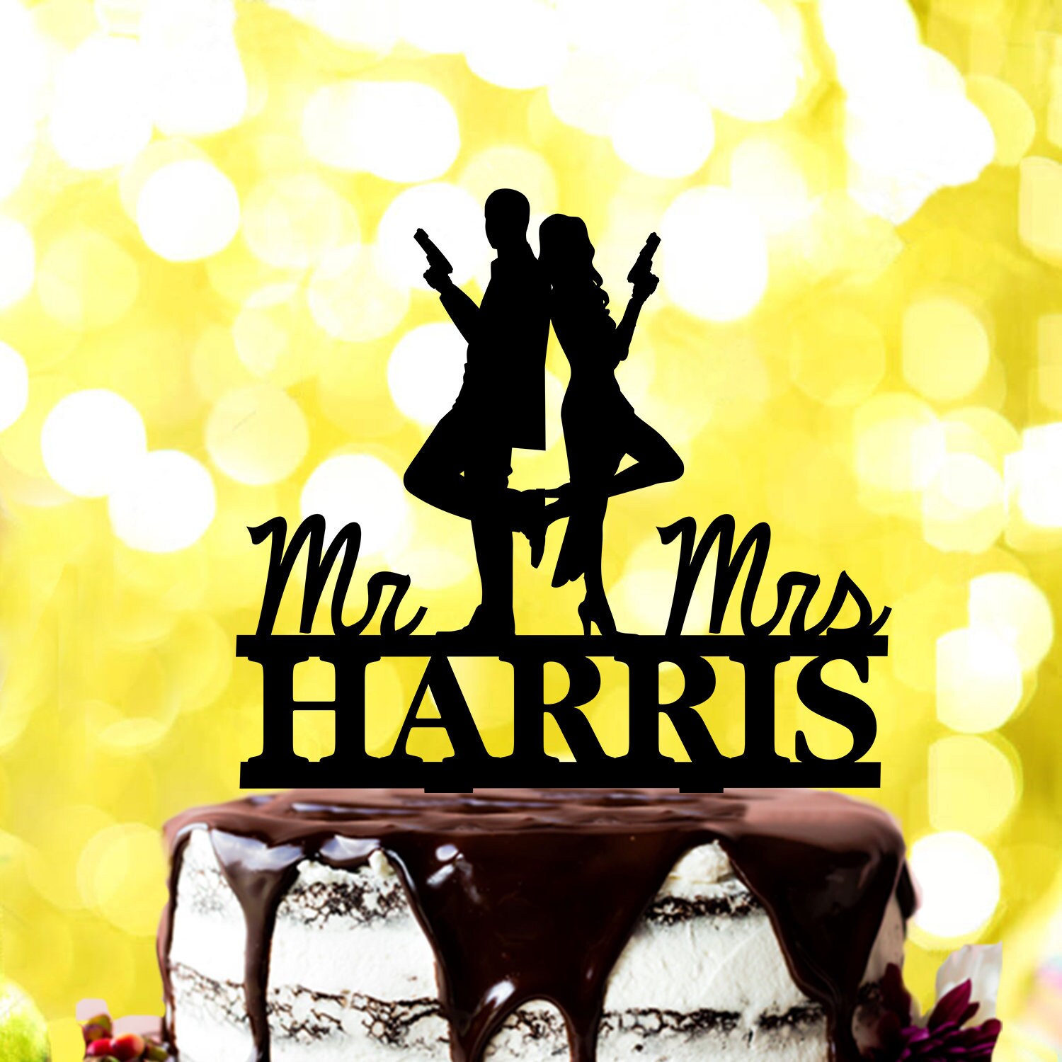 Gun Wedding Cake Topper Mr &Mrs Smith Movie Guns or Rifles Etsy