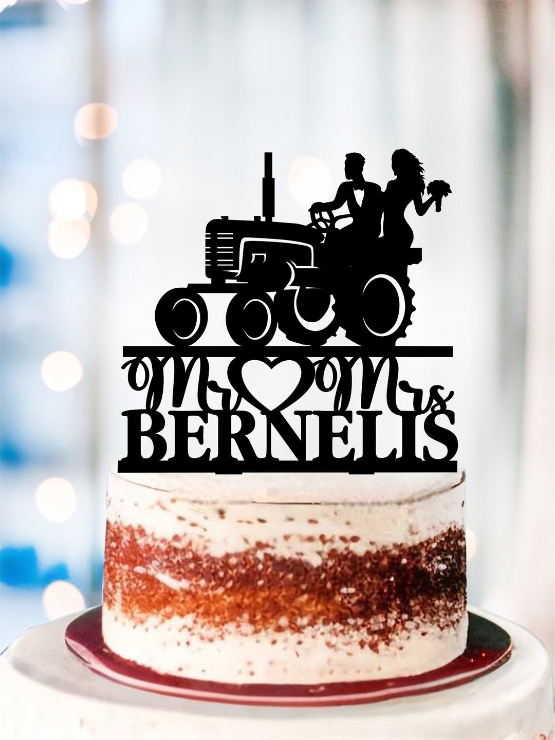 Tractor Cake Topper, Mr & Mrs Farm Cake Toppers, Farmers Couple Cake