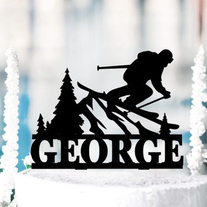 Ski Birthday Cake Topper, Gift for Skier Birthday, Skiing Birthday Topper, Winter Birthday Cake Decoration, Skier Cake Topper, Gift for Him