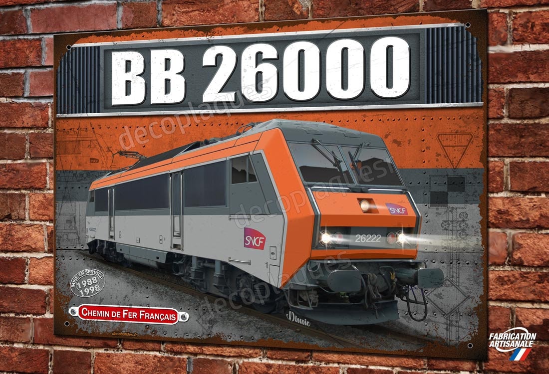 Plaque Métal Déco Locomotive Électrique Bb 26000 Sybic Panneau Train Sncf