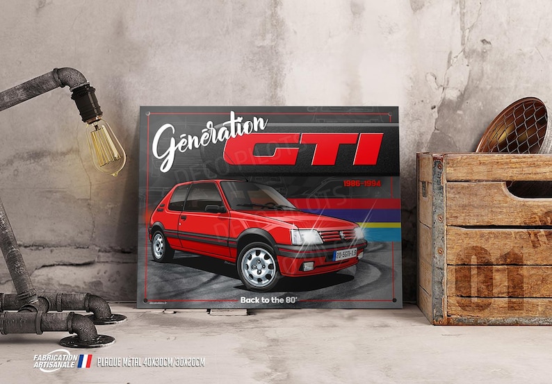 Peugeot 205 GTI Decorative Metal Plate, 