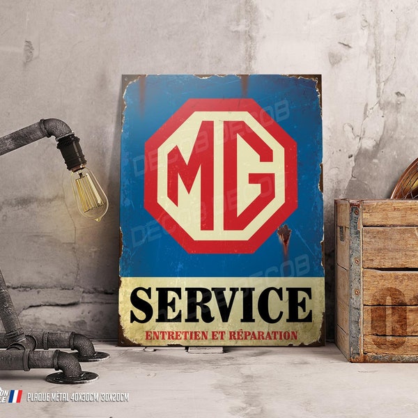 Plaque métal déco MG service.