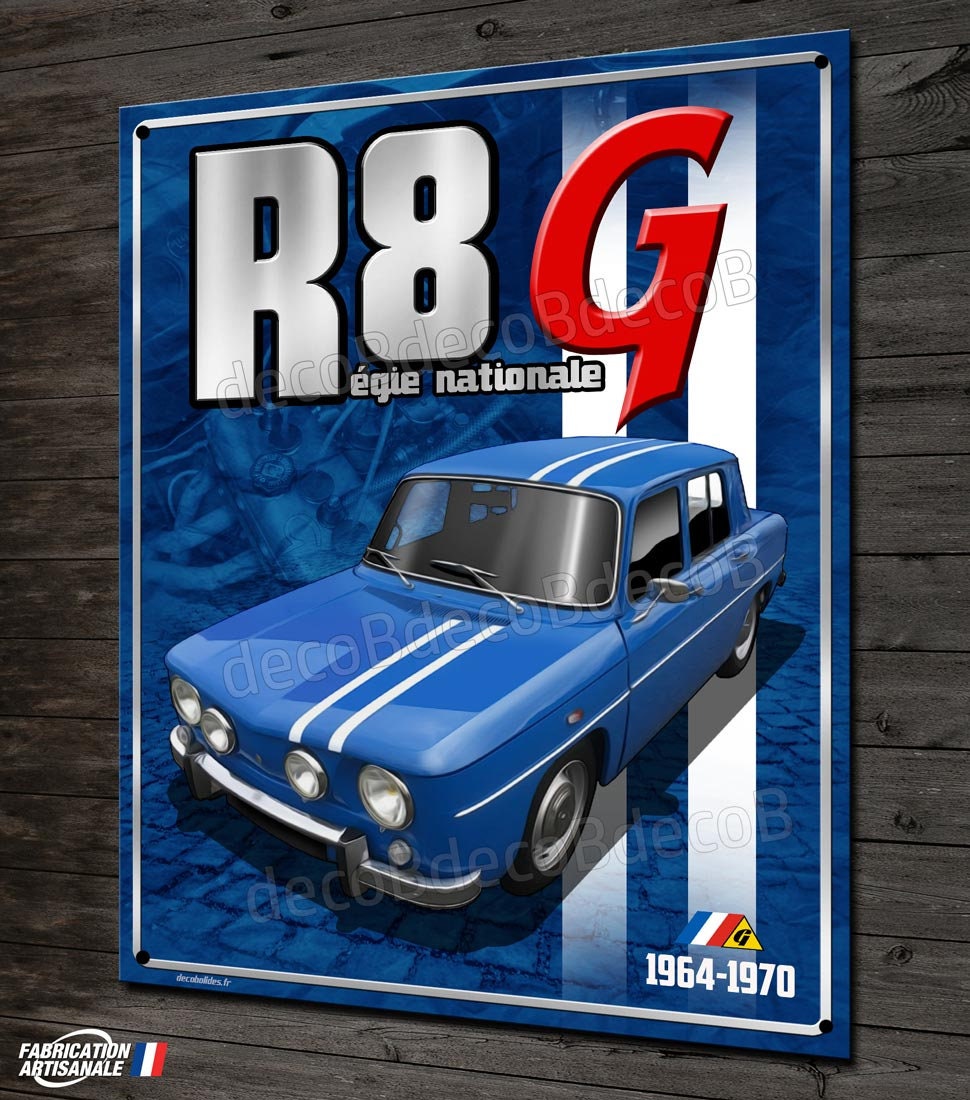 Plaque Métal Ancienne Renault R8 G Gordini Régie Nationale