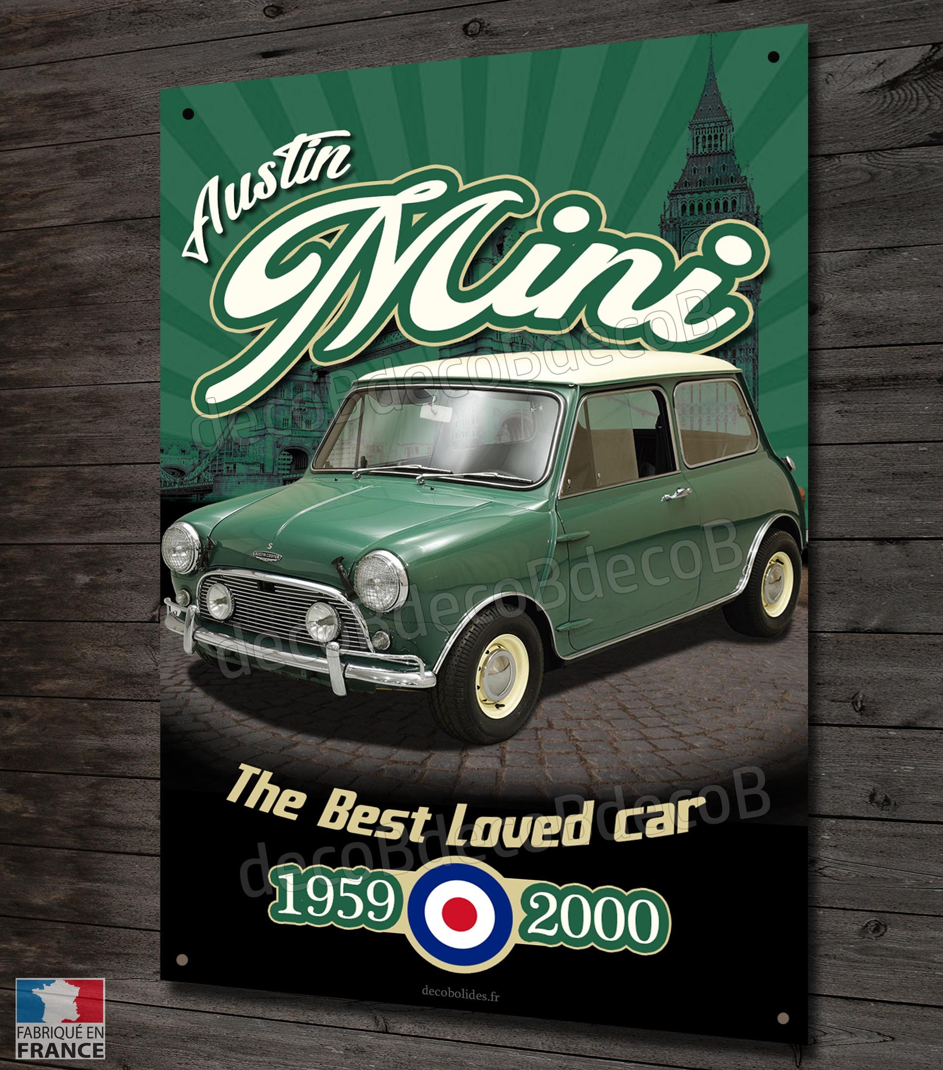 Plaque Métal Déco Austin Mini 1959-2000, Vintage & Collection, Mini Cooper Garage Rallye Road Trip B