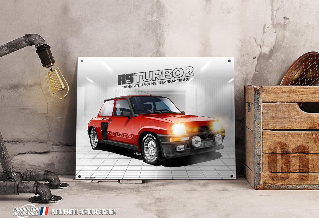 Plaque Métal Vintage - Renault 5 Alpine - Décoration Atelier