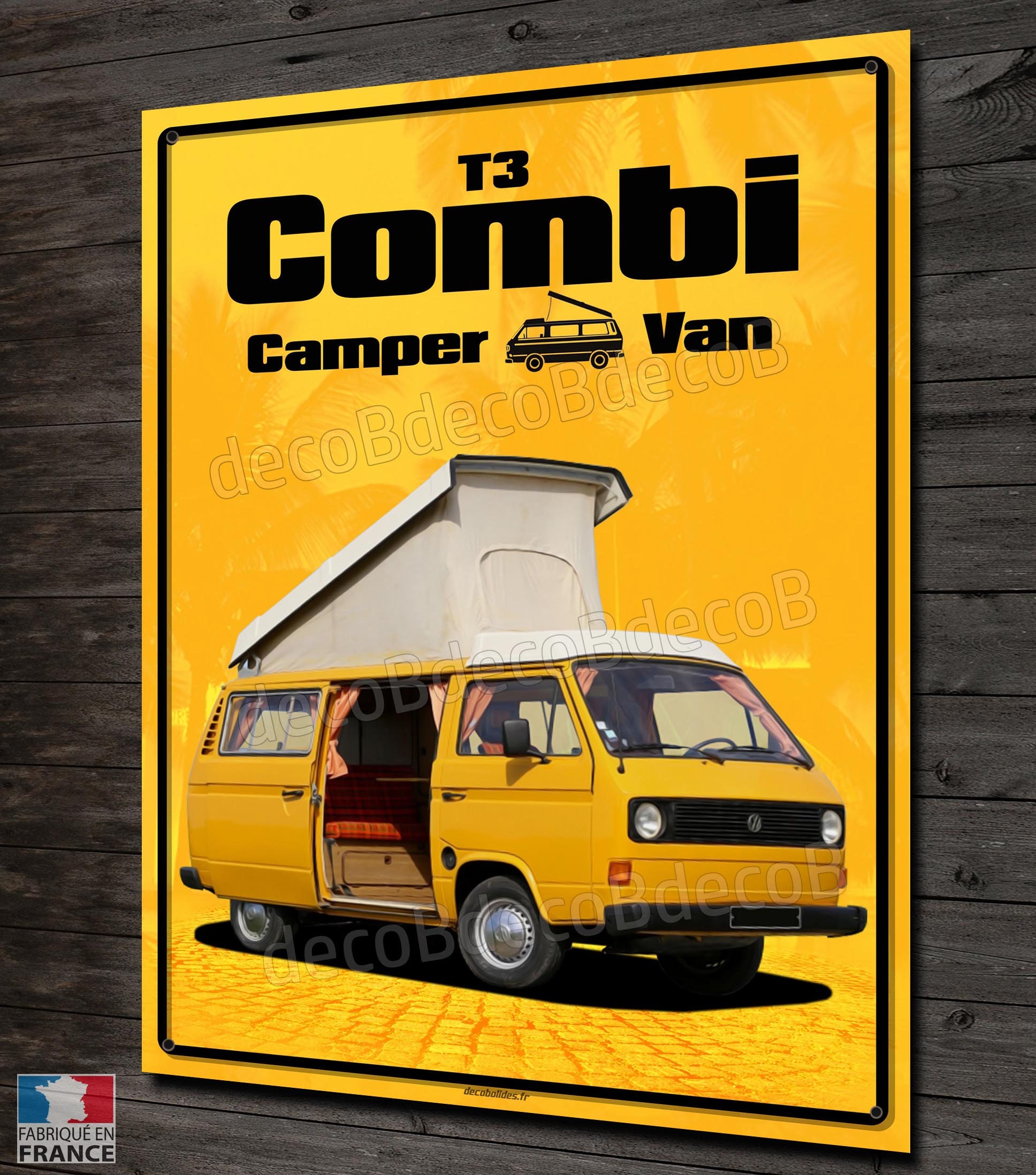 Plaque Métal Déco Vw Combi T3 Camper Van, Garage et Loft.