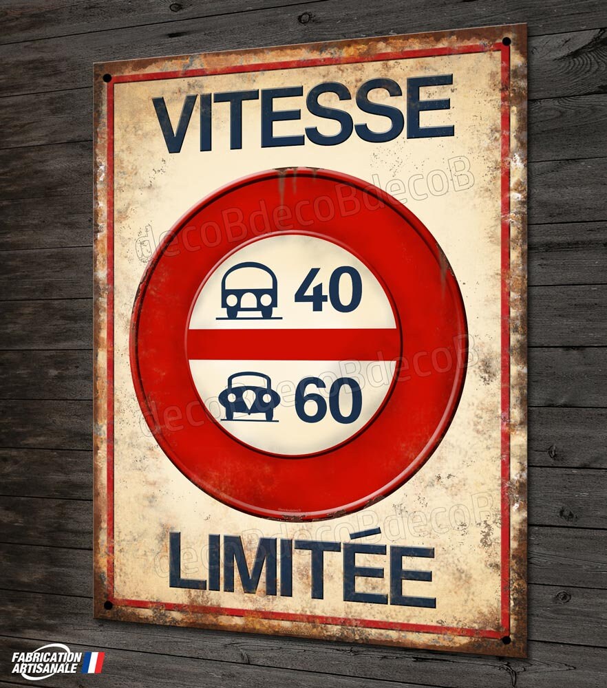 Plaque Métal Reproduction Ancien Panneau de Signalisation Routière Vintage