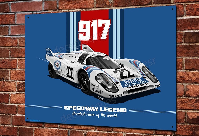 Oeuvre d'art Voiture de Course 917 Racing Team Imprimée sur Plaque Métal, Illustration Christophe Cl