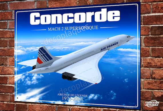 Superbe Plaque métal Oeuvre d'art 30X40cm avion de ligne supersonique CONCORDE