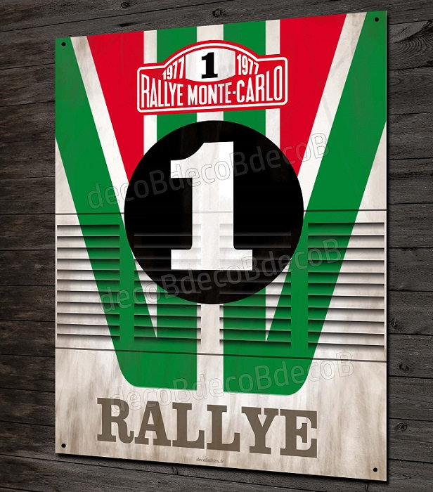 Plaque Métal Déco Patinée Rallye Lancia Stratos Alitalia Team, Monte Carlo Championnat Du Monde Voit