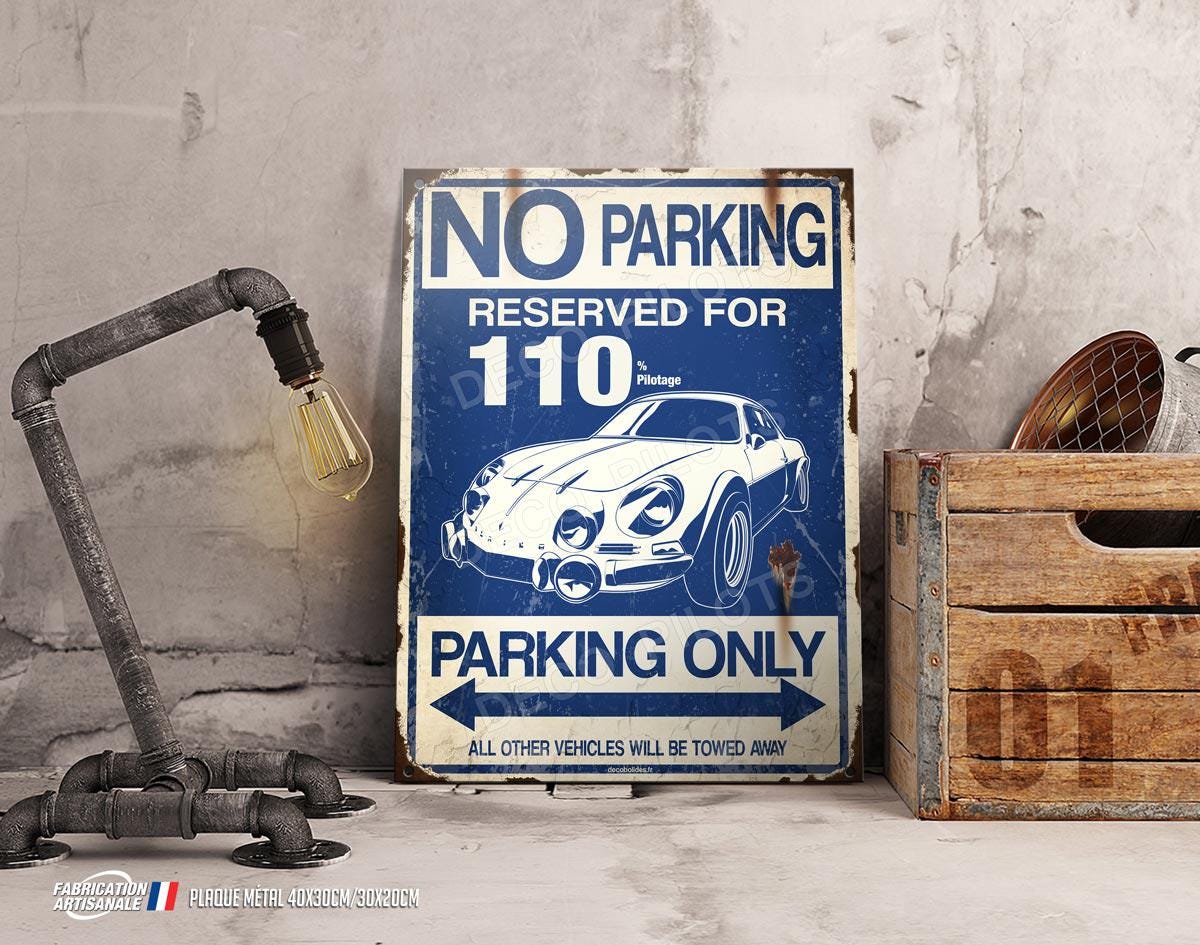 Plaque Métal Vintage Alpine – Panneau Parking Privé, Déco Garage, A110 A310