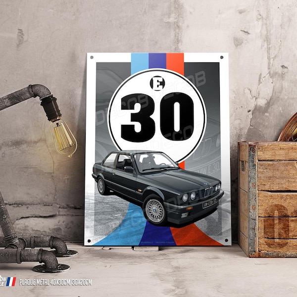 Plaque métal déco voiture sportive allemande  Motorsport série 3 E30 youngtimer