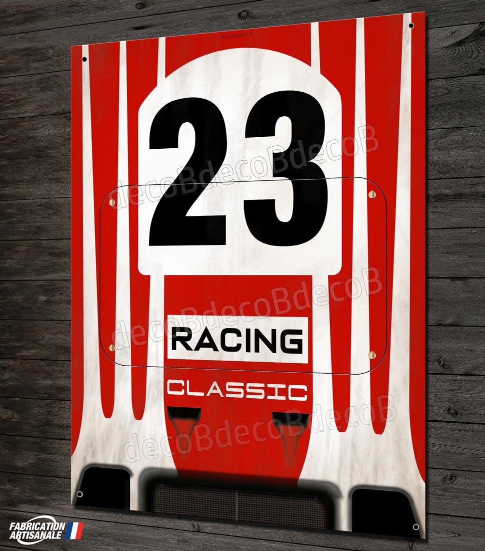 Plaque Métal Déco Oeuvre d'art Voiture de Course Allemande 917K Numéro 23 Racing Classic, Garage et 