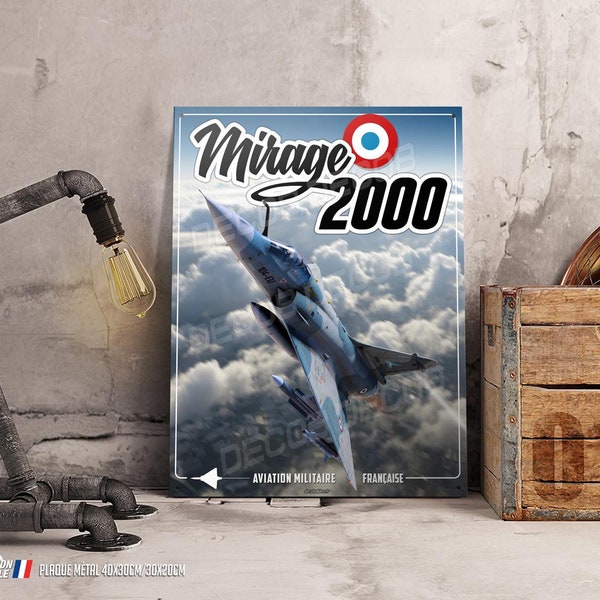 Metallplatten-Deko-Jäger Mirage 2000 Französische Luftwaffe, militärische Luftfahrt.