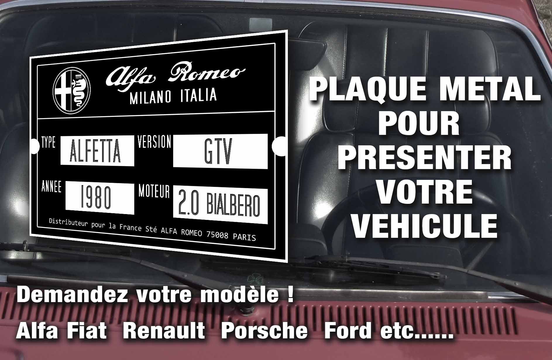 Plaque Identité Véhicule en Alu, Personnalisée Pour Votre Voiture de Collection, d'exception, Sporti