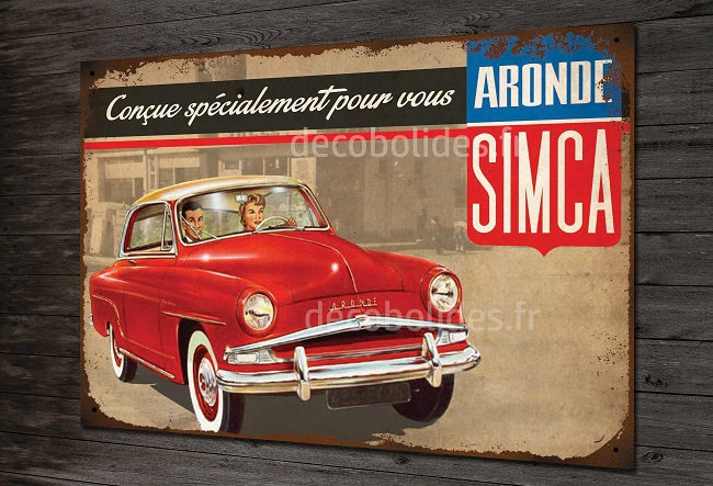 Plaque Métal Simca Aronde | Rouge, Imitation Plaque Émaillée Ancienne Déco Garage Vintage & Collecti
