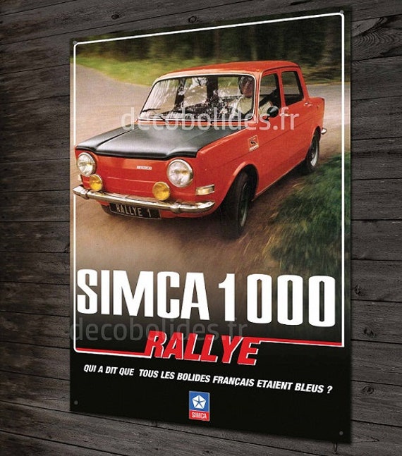 Plaque Métal Simca 1000 Rallye Déco Garage Simca Vintage & Collection Voiture Ancienne.