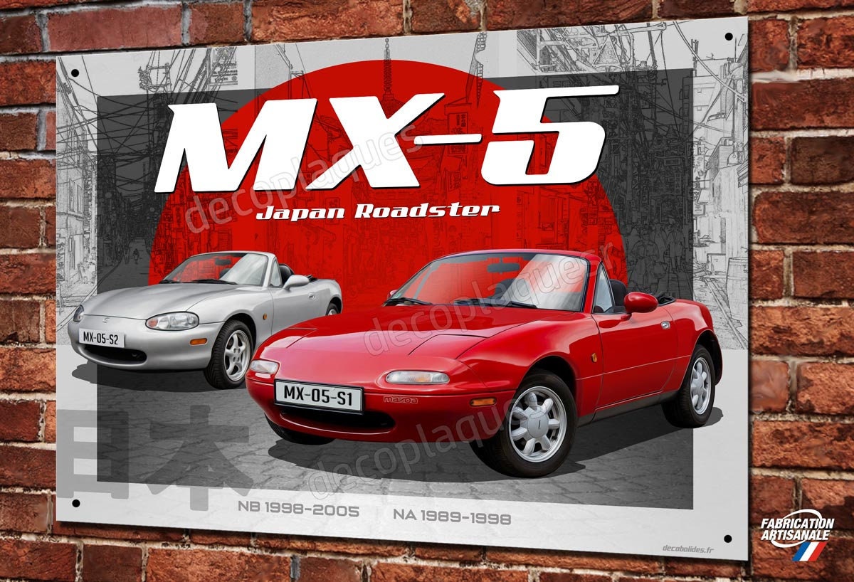 Plaque Métal Déco Cabriolet Japonais Mx-5 Japan Roadster Youngtimer, Garage Voiture Ancienne de Coll