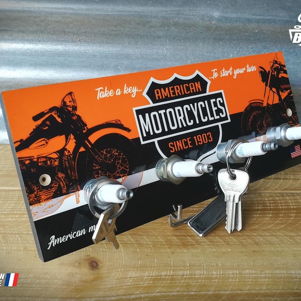 Accroche clés mural Moto Harley Davidson American Motorcycle.