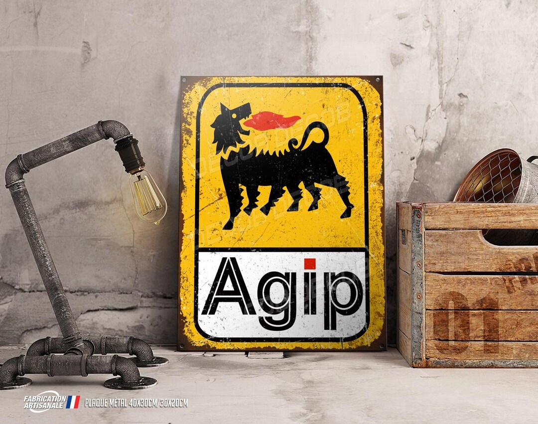 Decorative Metal Plate AGIP Oil for Motor Old Italian Cars