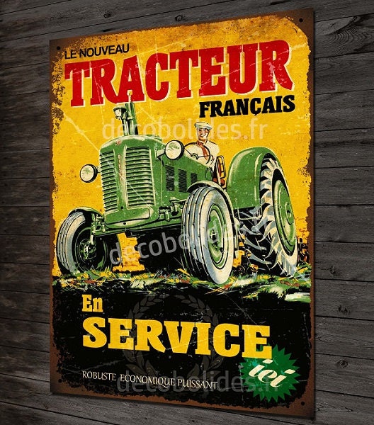 Plaque émaillée DEUTZ 20,9x13,8 (53x35cm) rétro tracteur