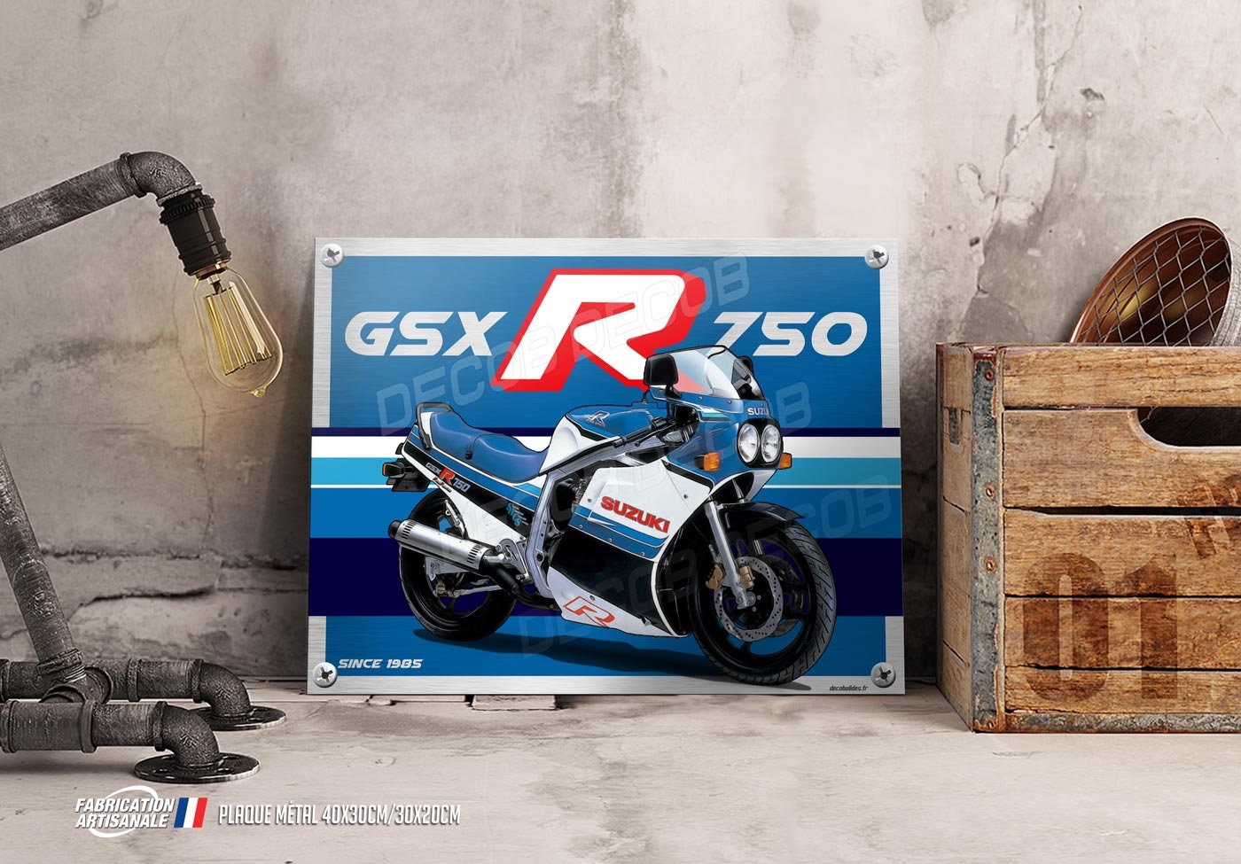 Plaque Métal Vintage Suzuki 750 GSXR (Année 1985) - Décoration Moto - Neuf