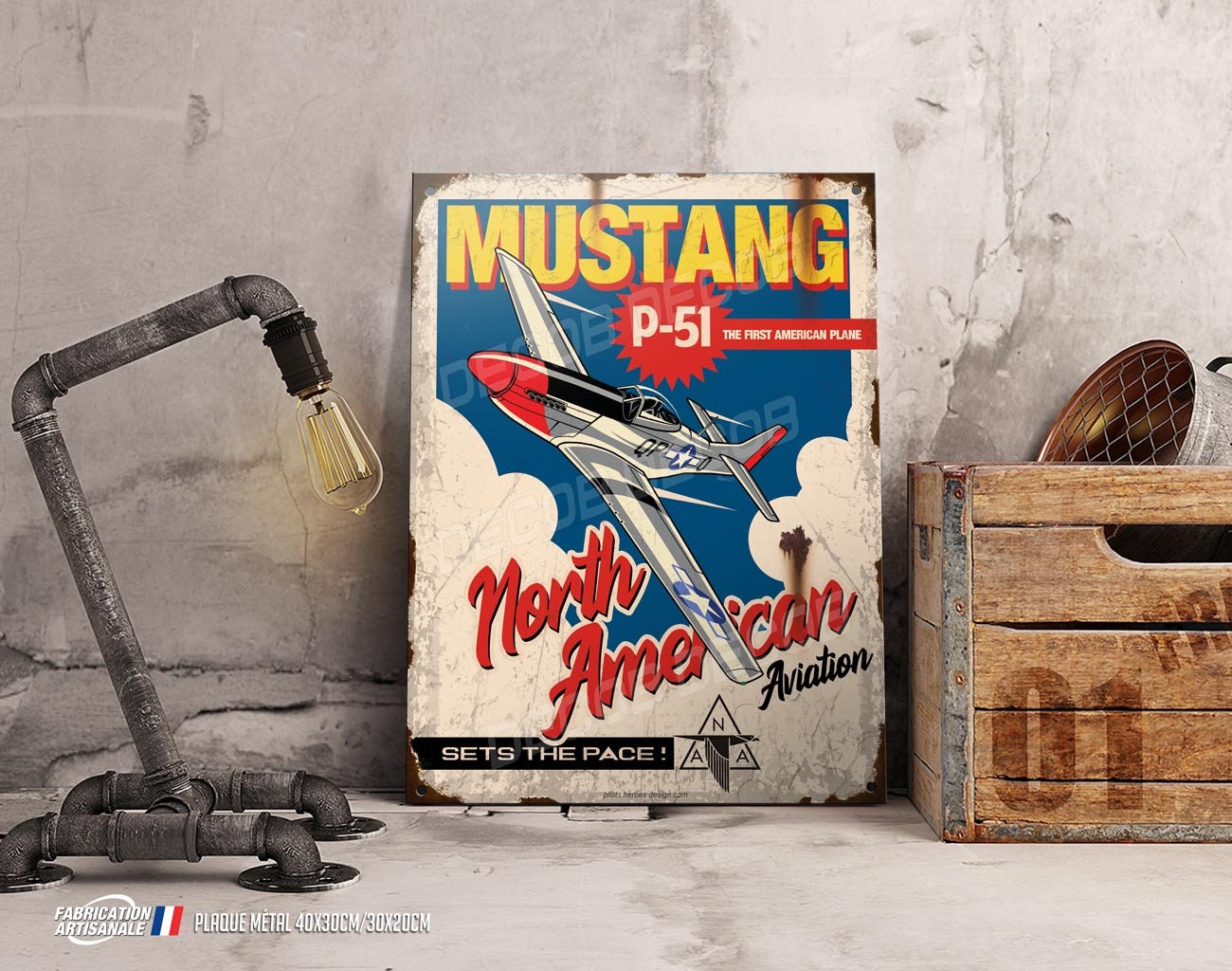 Decorative metal plate P-51D mustang BD North American Warbirds ww2.