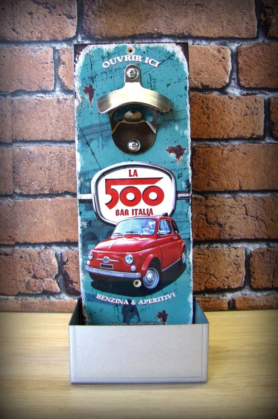 Décapsuleur mural Fiat 500 vintage, voiture de collection
