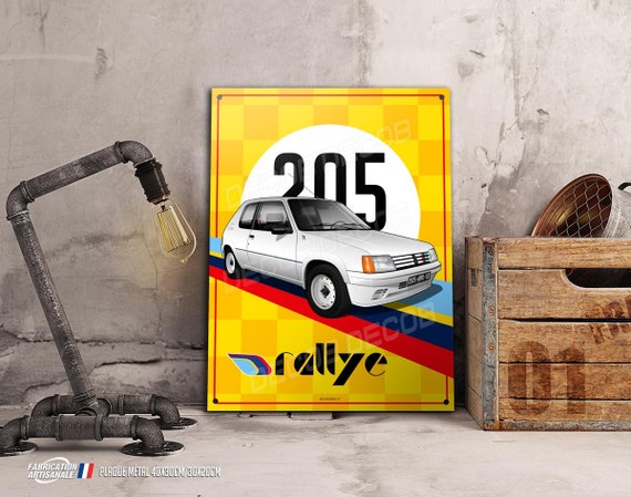 Plaque métal déco Peugeot 205 Rallye -  France