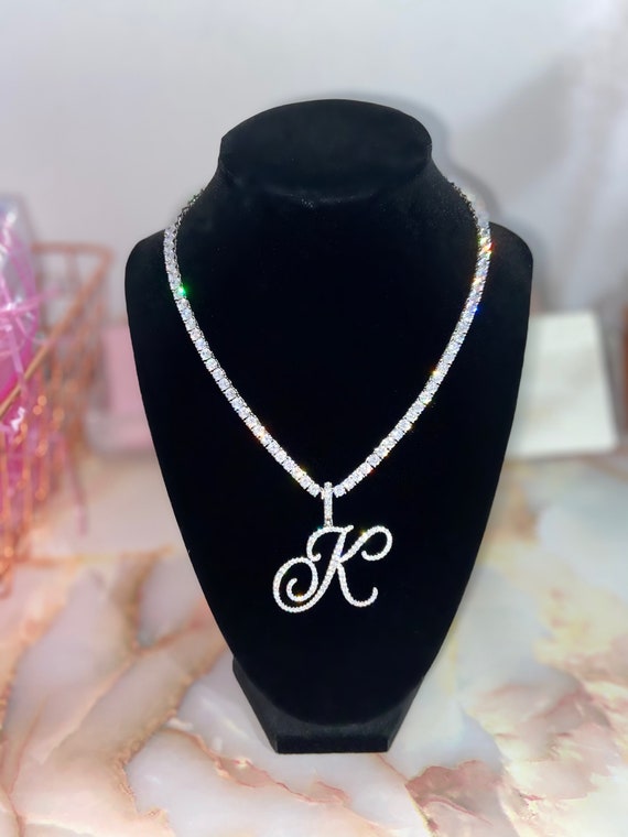 Diamond Initial Necklace Icy Diamond 