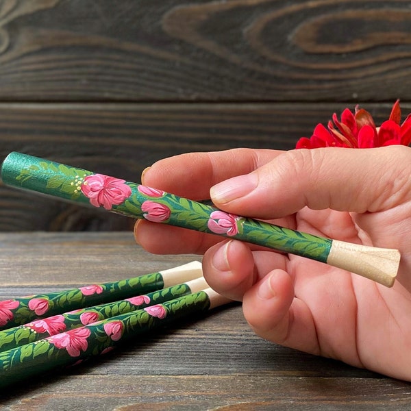 Flower cigarette holder, Wooden regular cigarette holder, Slim cigarette holder, Wood mouthpiece, Long cigarette holder, Peonies mouthpiece.