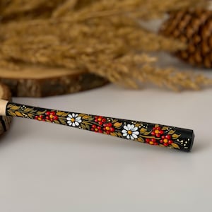 Wooden Cigarette Holder, Hand-Painted Flower Mouthpiece, Regular or Slim Smoking Accessory