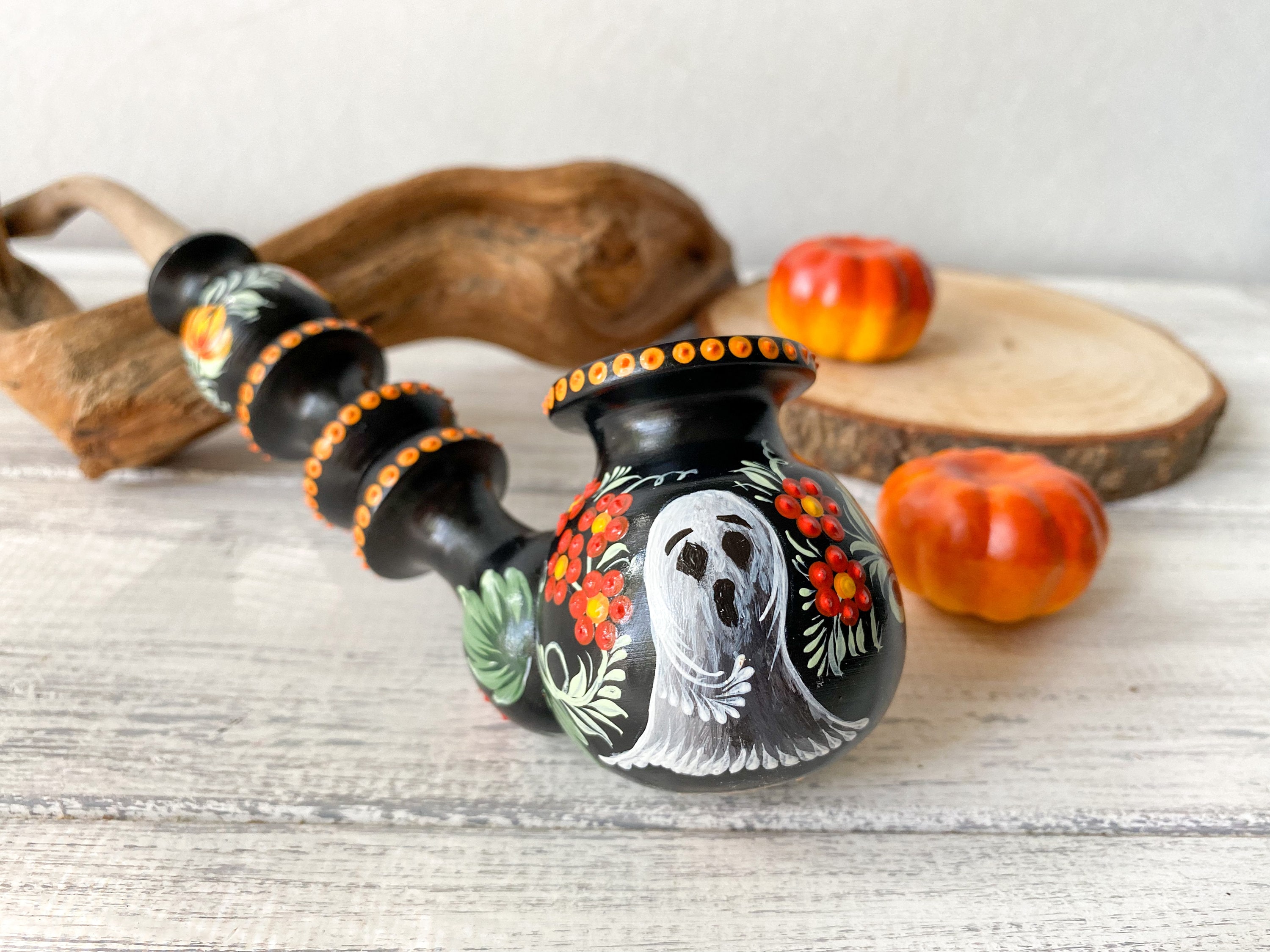 Ghost Smoking Pipe, Halloween Pipe, Churchwarden Pipe, Wooden Tobacco Pipe,  Wood Pipe, Long Stem Pipe, Pumpkin Pipe, Unique Pipe
