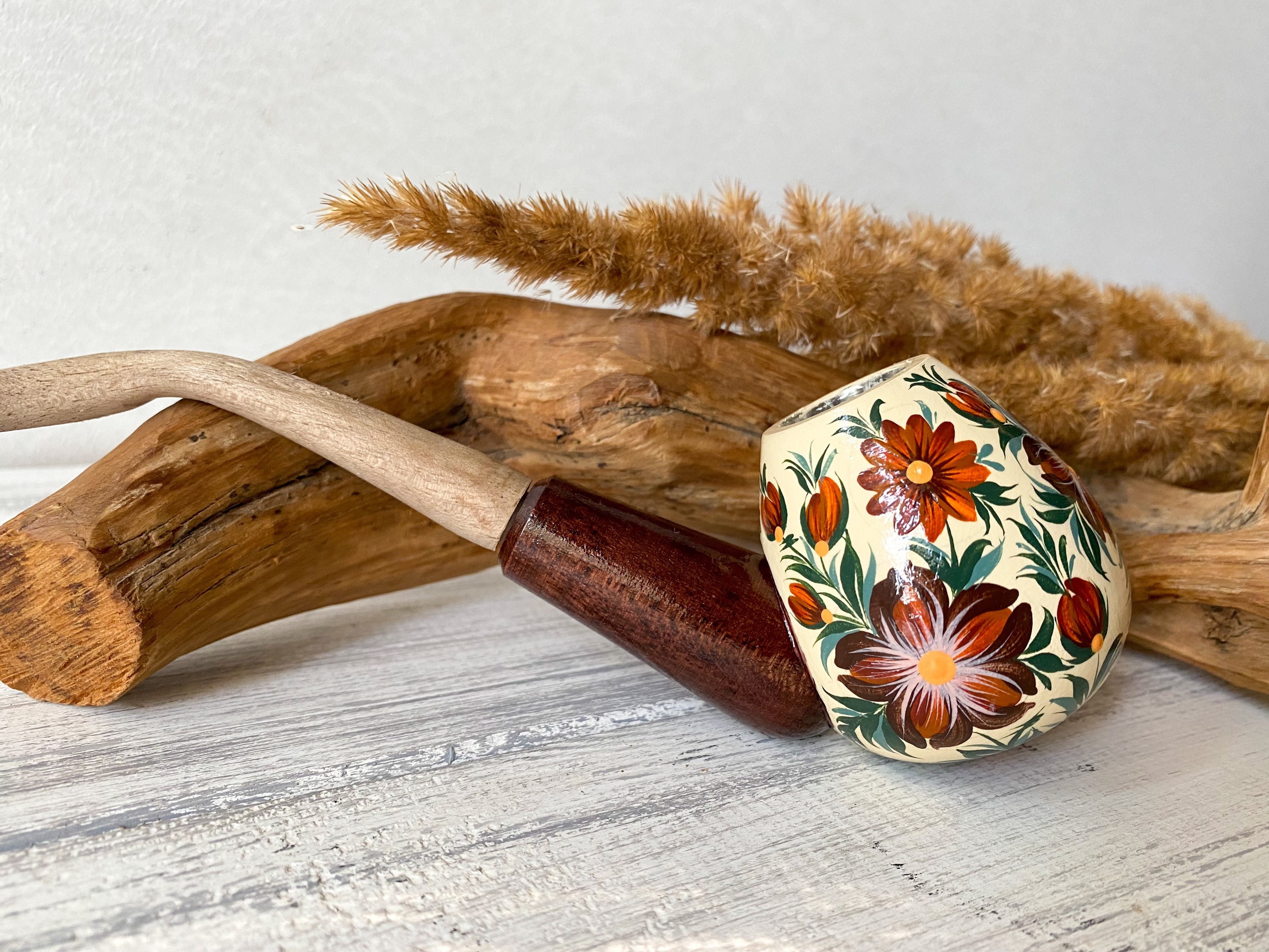 Flower Tobacco Pipe, Girly Pipe, Smoking Pipe, Wooden Pipe, Wooden Smoking Pipes, Pipes for Smoking, Wood Pipe, Boho Pipe