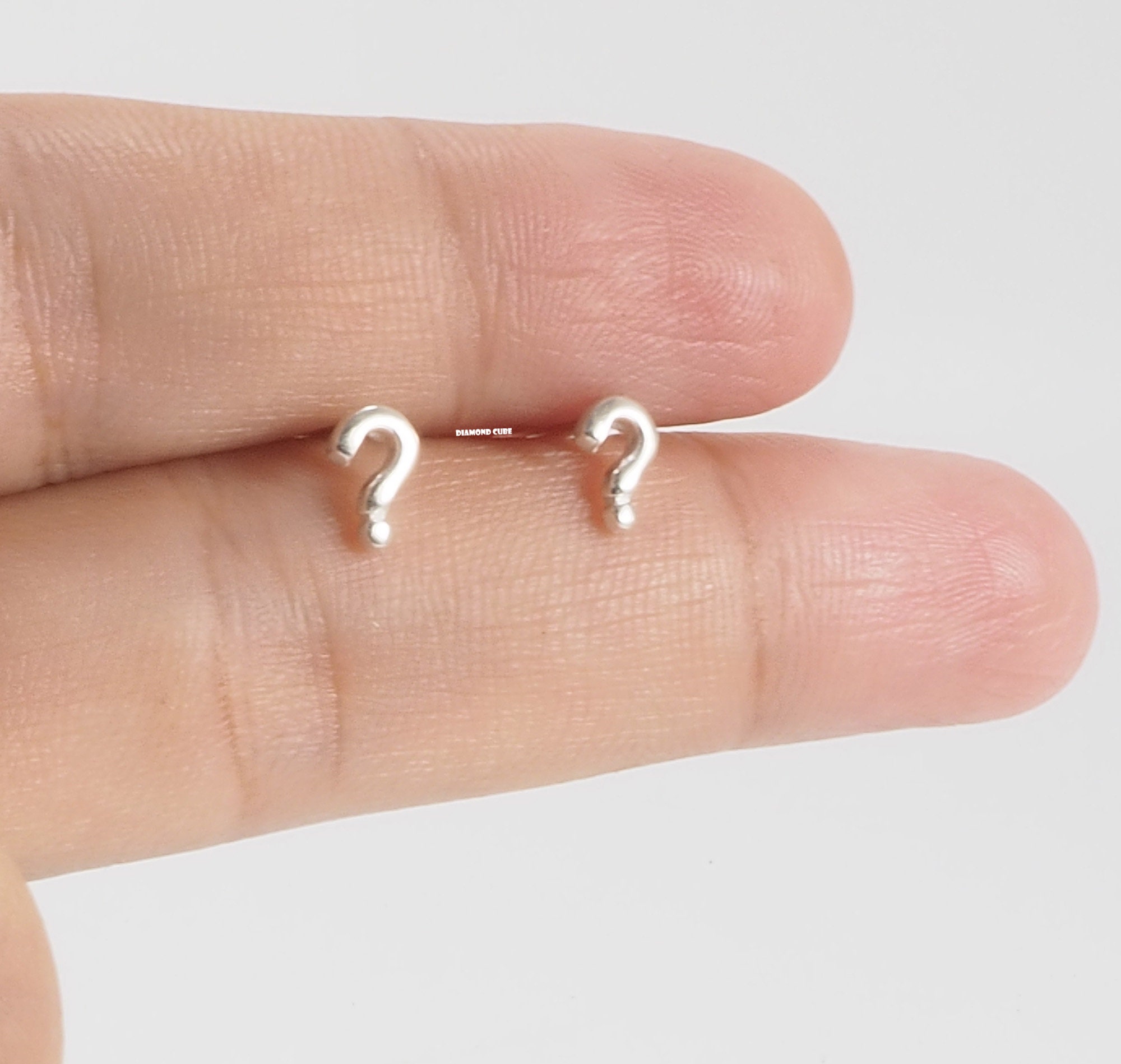 Question Mark Sterling Silver Stud Earrings Etsy