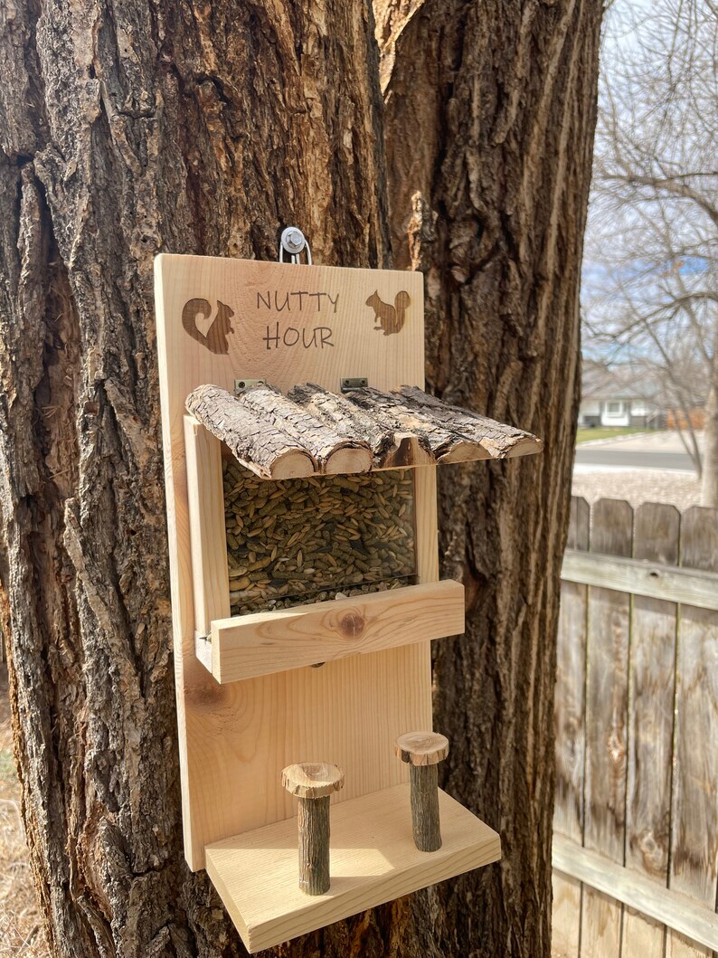 Rustic Squirrel Feeder Chipmunk Feeder Garden Decoration Etsy