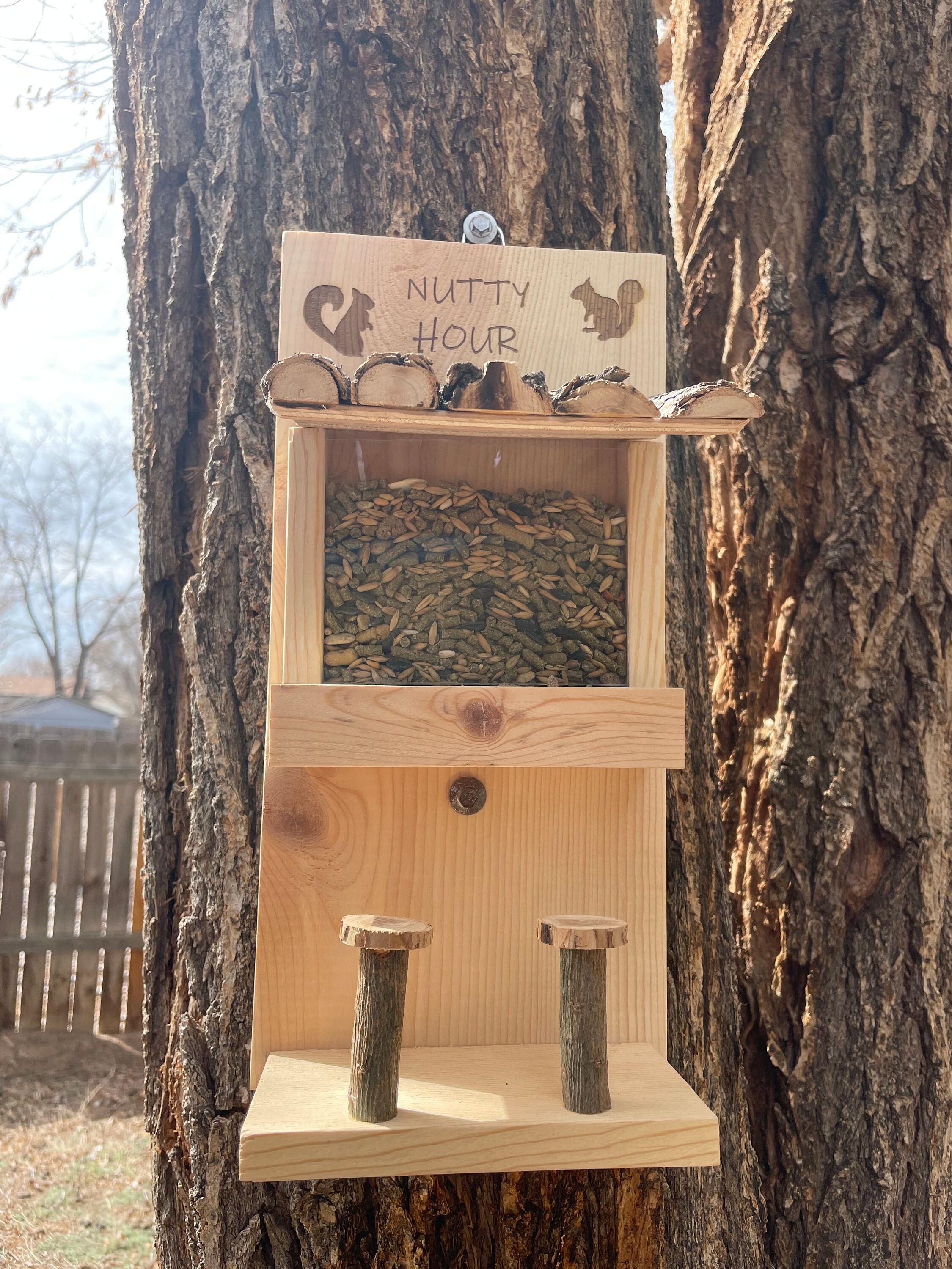 Rustic Squirrel Feeder Chipmunk Feeder Garden Decoration Etsy UK