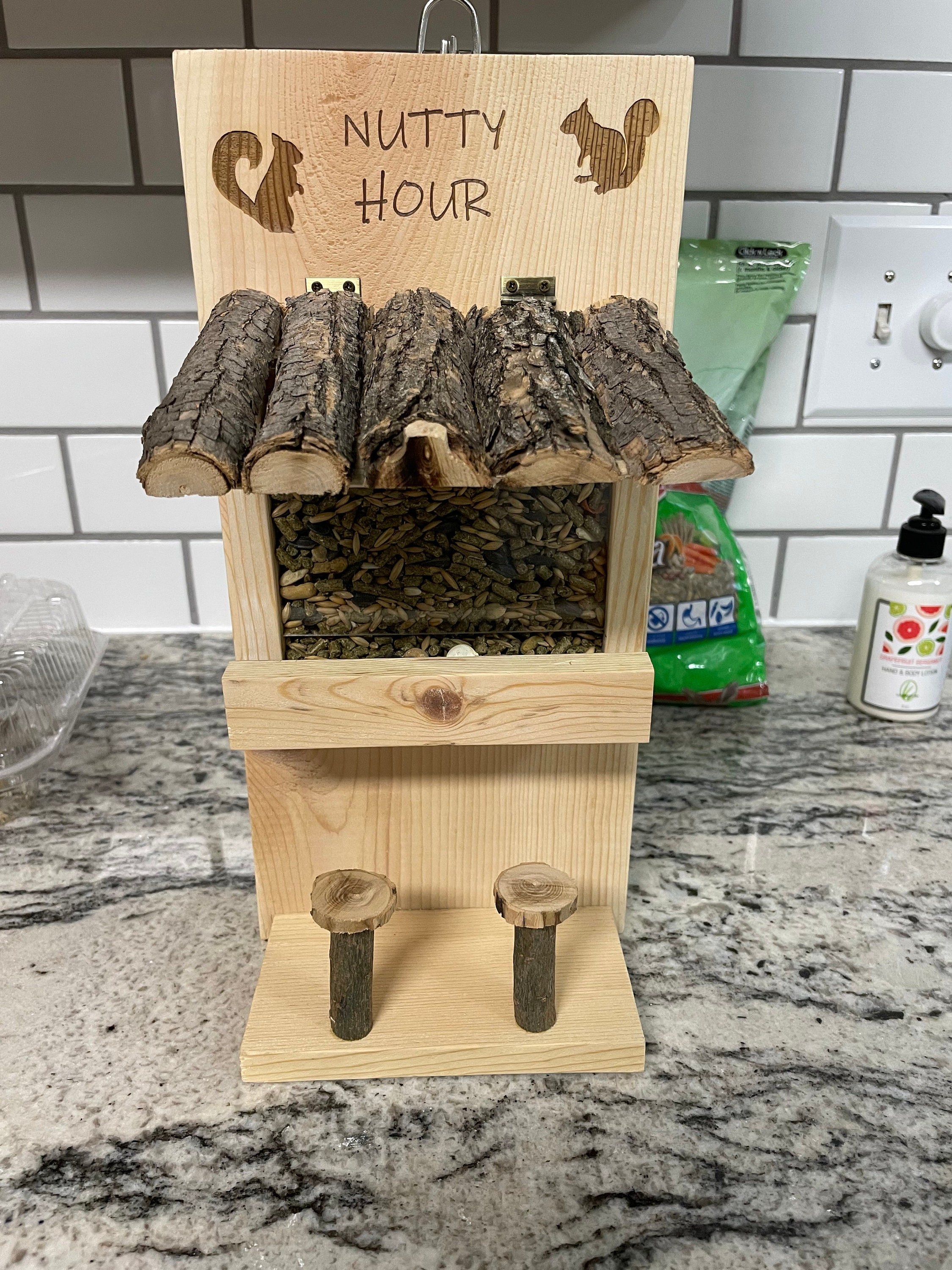 Rustic Squirrel Feeder Chipmunk Feeder Garden Decoration Etsy UK