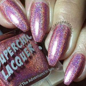 SuperChic Lacquer Flutter Holographic Nail Polish-SuperHolo-1 Coat-Linear-Baby-Pink-Rainbow