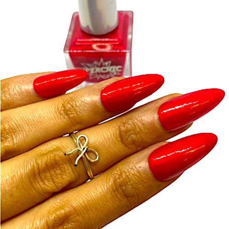 Cherry Bomb Neon Shimmer Nail Polish Etsy