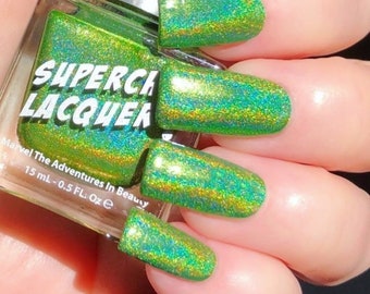 SuperChic Lacquer Magic Cricket Holografische Nagellak-SuperHolo-Lineair-Groen-Multichroom-Regenboog-Helder Neon