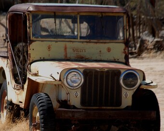 Rostiger Jeep Foto, LKW Foto, Wandbehang, Jeep Truck Print, Wüstenfotografie, Fahrzeugfoto, Kunstdruck, Fotografie
